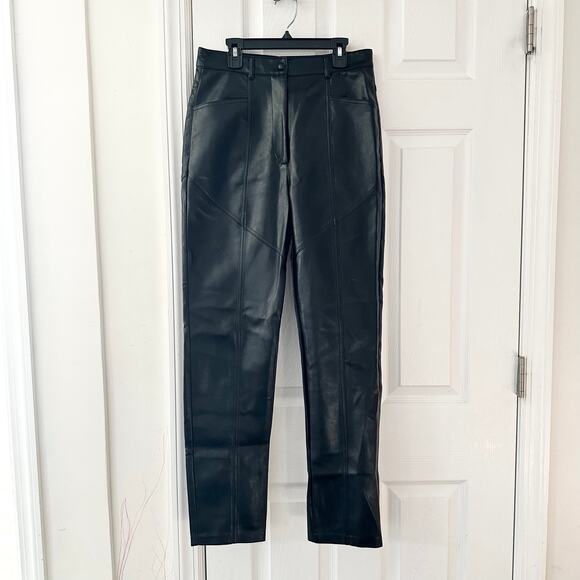Wilfred Aritzia Rebel Black Faux Leather High Rise Straight Tapered Pants 8 - Picture 2 of 10